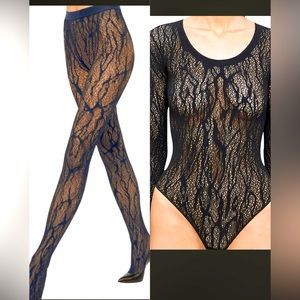 AVAILABLE Wolford Set Blk snake Pat Bdyst w tights. NO damage. Authentic, CLEAN